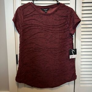 Simply Vera Vera Wang Maroon Textured Short Sleeve Top